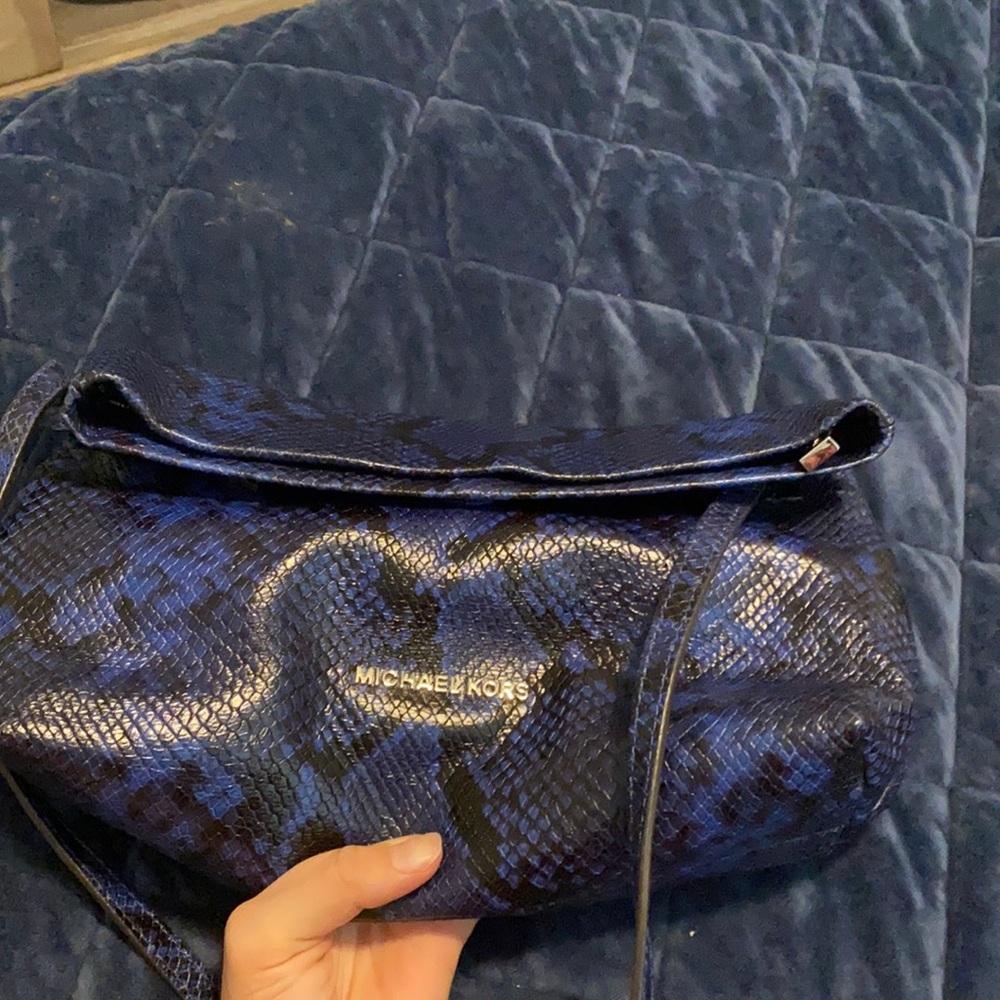 Blue snake skin Michael kors purse